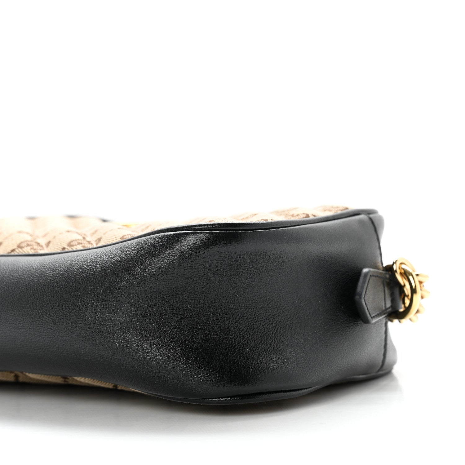 Gucci Monogram Matelasse Diagonal Small GG Marmont Chain Shoulder Bag Beige Black 8 of 8