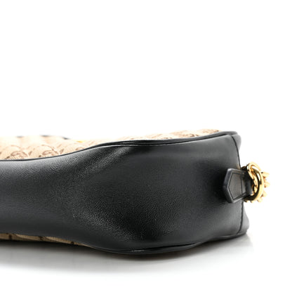 Gucci Monogram Matelasse Diagonal Small GG Marmont Chain Shoulder Bag Beige Black 8 of 8
