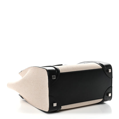 Celine Textile Smooth Calfskin Micro Bi-Color Luggage Natural 4 of 11