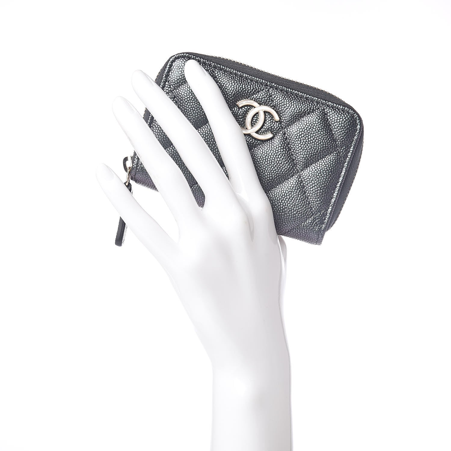 Chanel Iridescent Caviar Quilted Zip Coin Purse Black 2 of 7