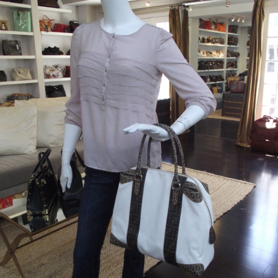 Canvas Zucca Zucchino Spalmati B Mix Tote White Mogano Panna