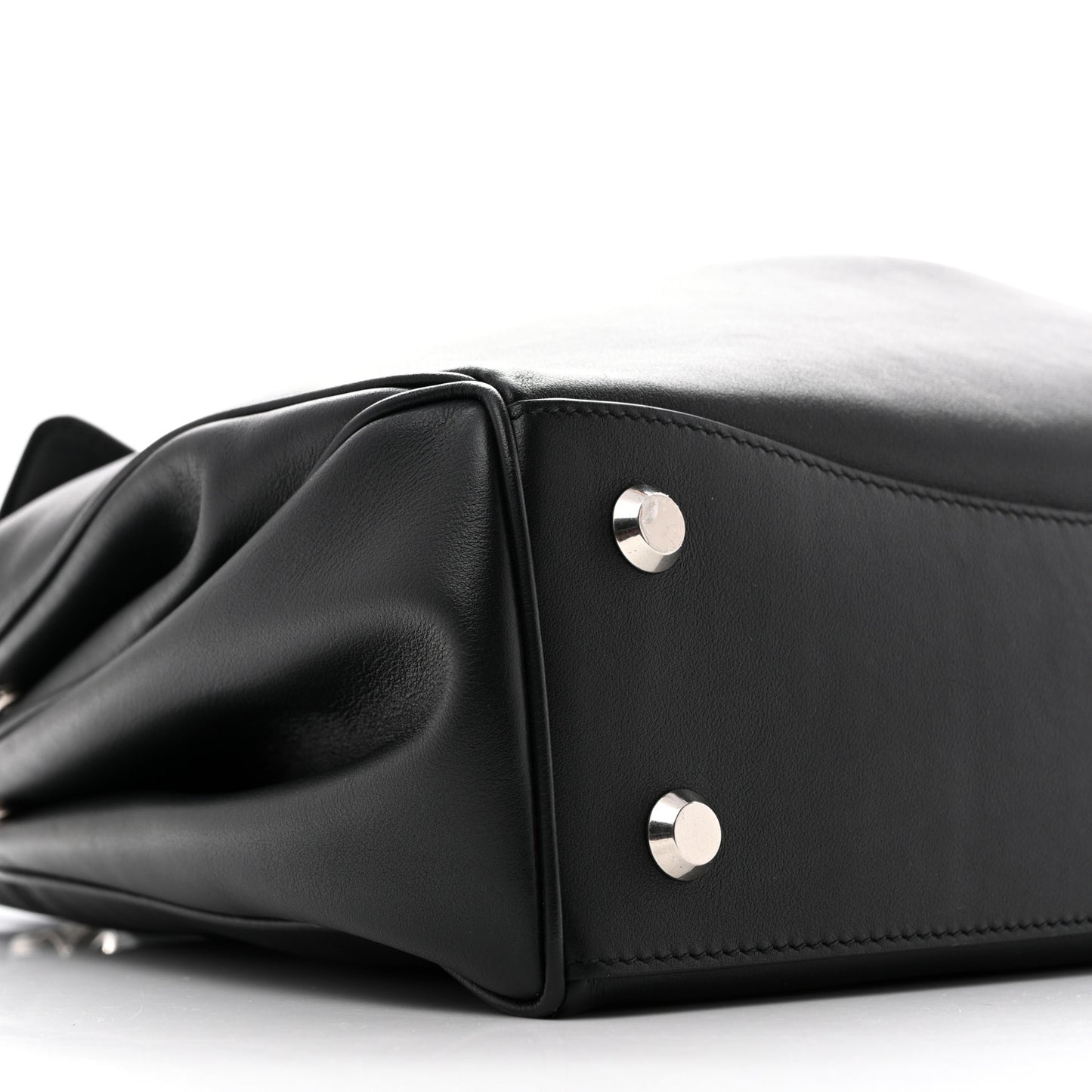 Natural Smooth Calfskin Medium Rodeo Top Handle Handbag Black