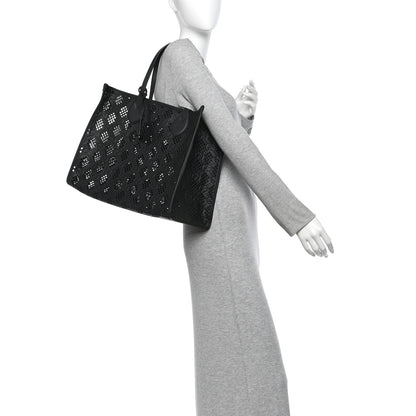 Gucci Calfskin GG Monogram Diamond Cut Medium Ophidia Tote Bag Black 2 of 11