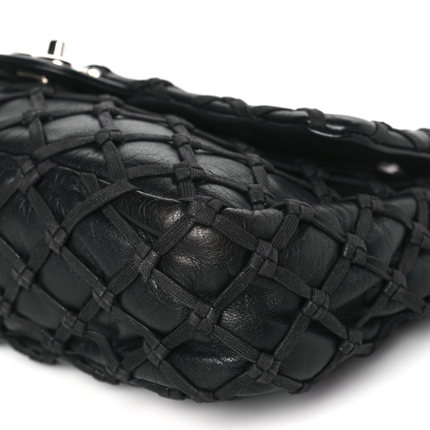 Chanel Lambskin Jumbo Canebiers Net Flap Black 10 of 11