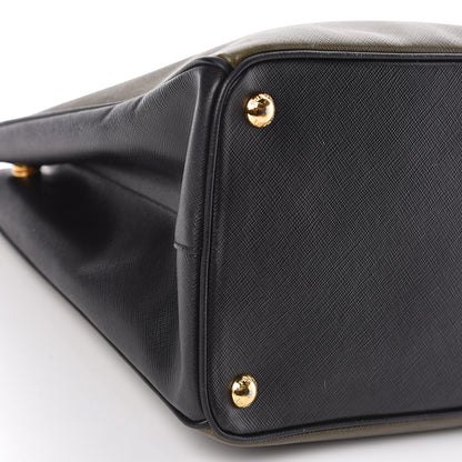 Prada Saffiano Lux Bi-Color Medium Tote Militare Black 10 of 24