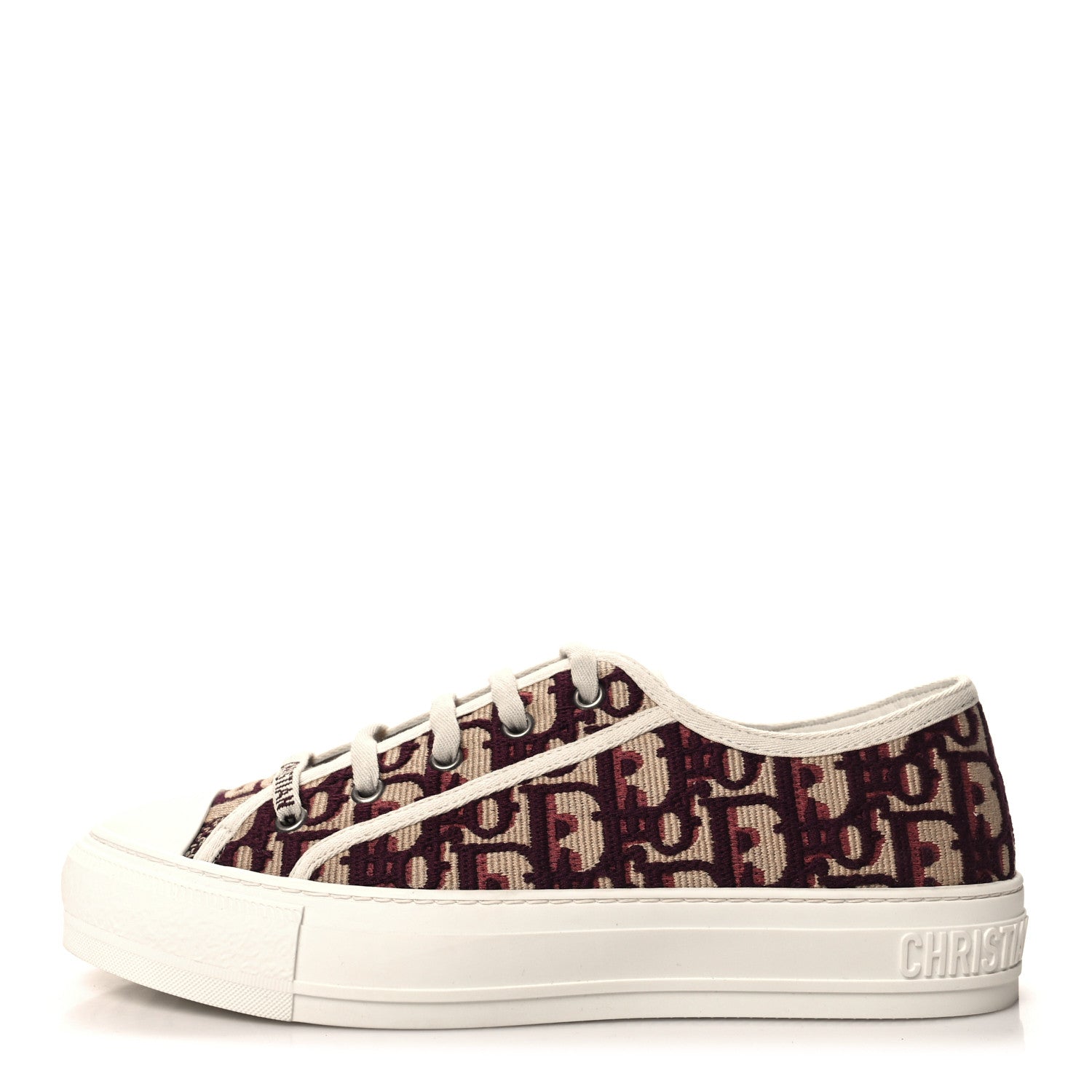 Christian Dior Canvas Oblique Walk'N'Dior Low Top Sneakers 38.5 Deep Amaranth 1 of 9