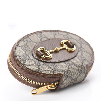 Gucci GG Supreme Monogram Azalea Calfskin Horsebit 1955 Coin Case Beige Ebony Brown Sugar 3 of 5