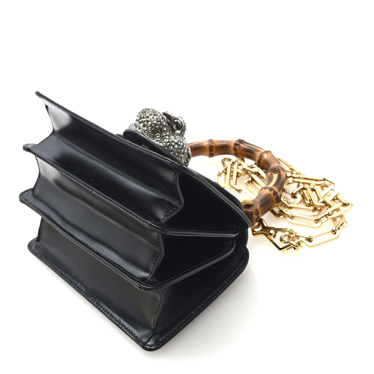 Calfskin Bamboo Mini Thiara Top Handle Bag Black