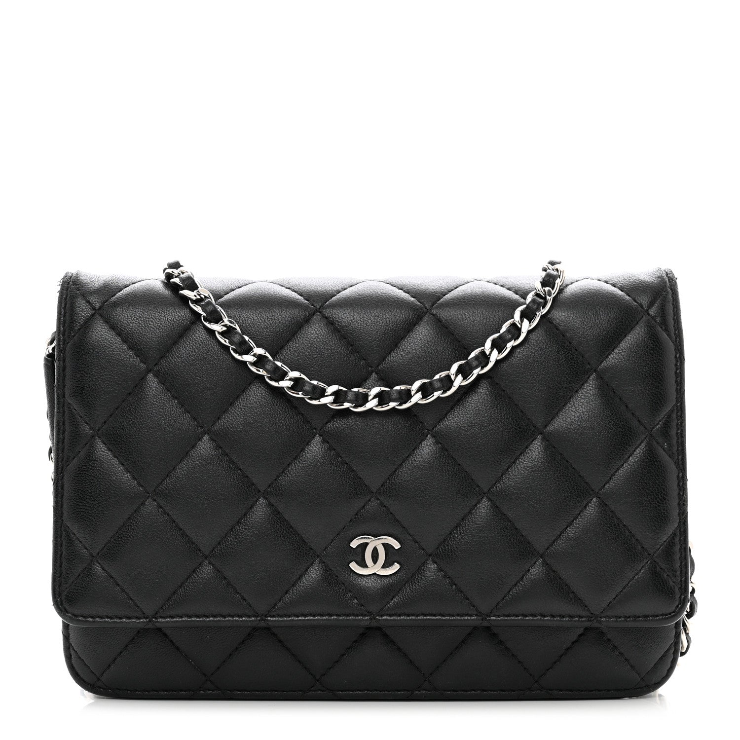 Chanel Lambskin Quilted Wallet On Chain WOC Black 1 of 13