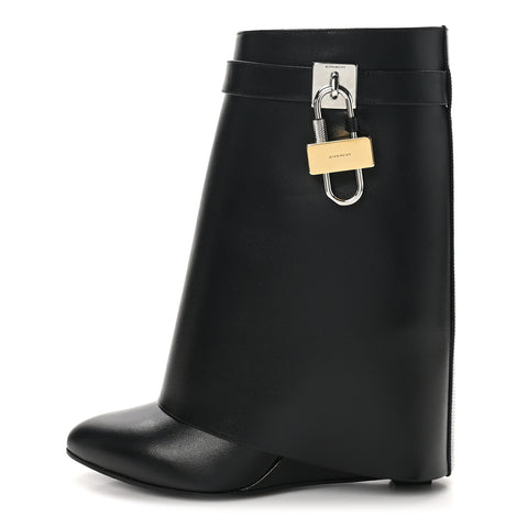 Calfskin Shark Lock Ankle Boots 38 Black