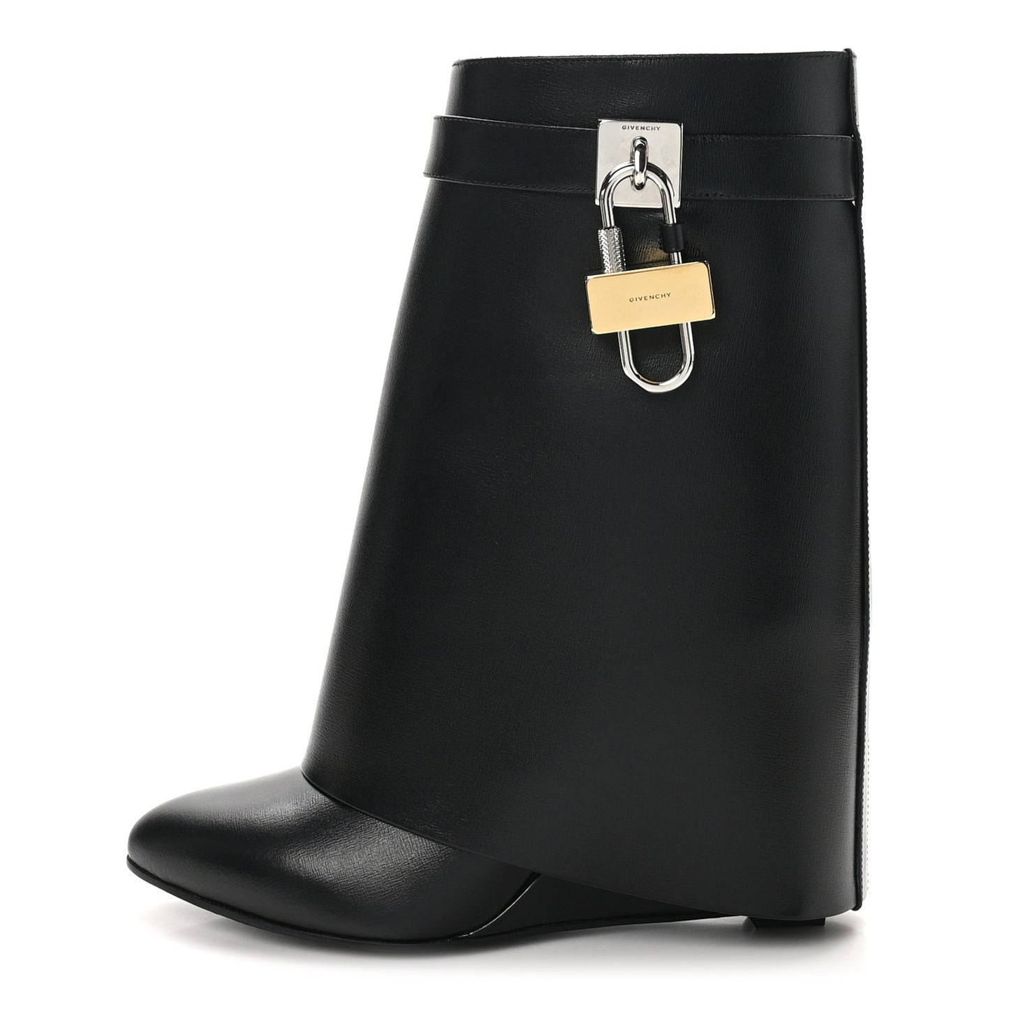 Calfskin Shark Lock Ankle Boots 38 Black