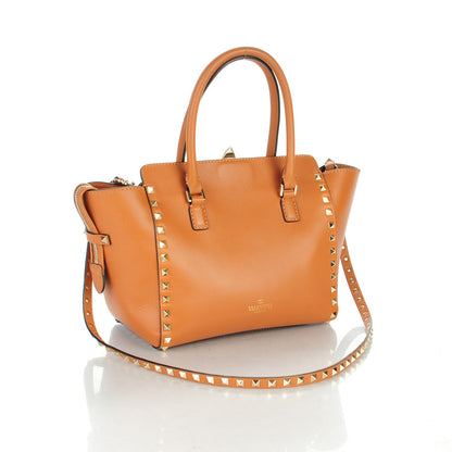 Valentino Garavani Vitello Small Rockstud Double Handle Tote Tan 3 of 7