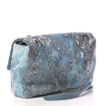 Chanel Sequin Large Waterfall Flap Light Blue 3 of 11