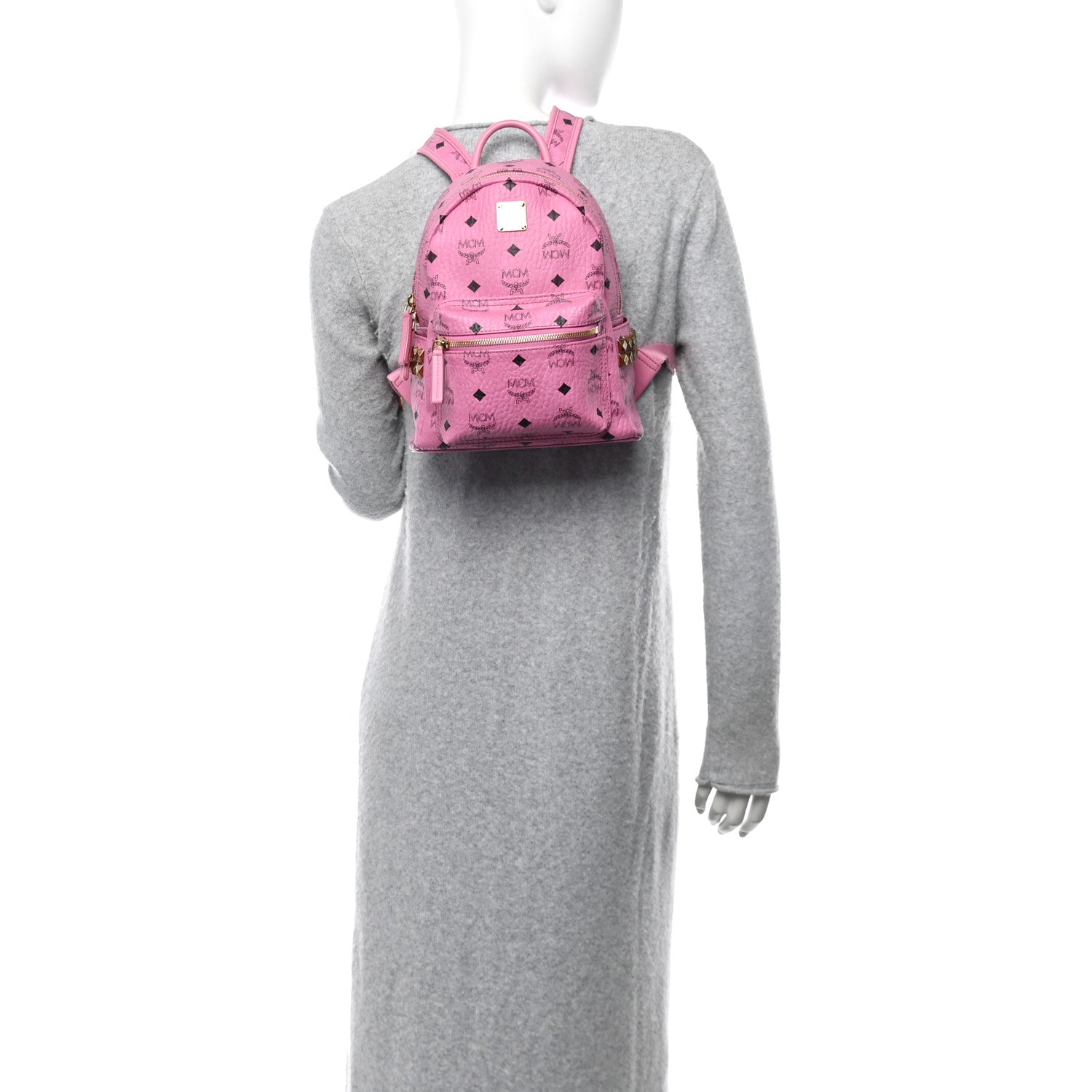 MCM Visetos Side Stud Mini Stark Backpack Pink 2 of 10