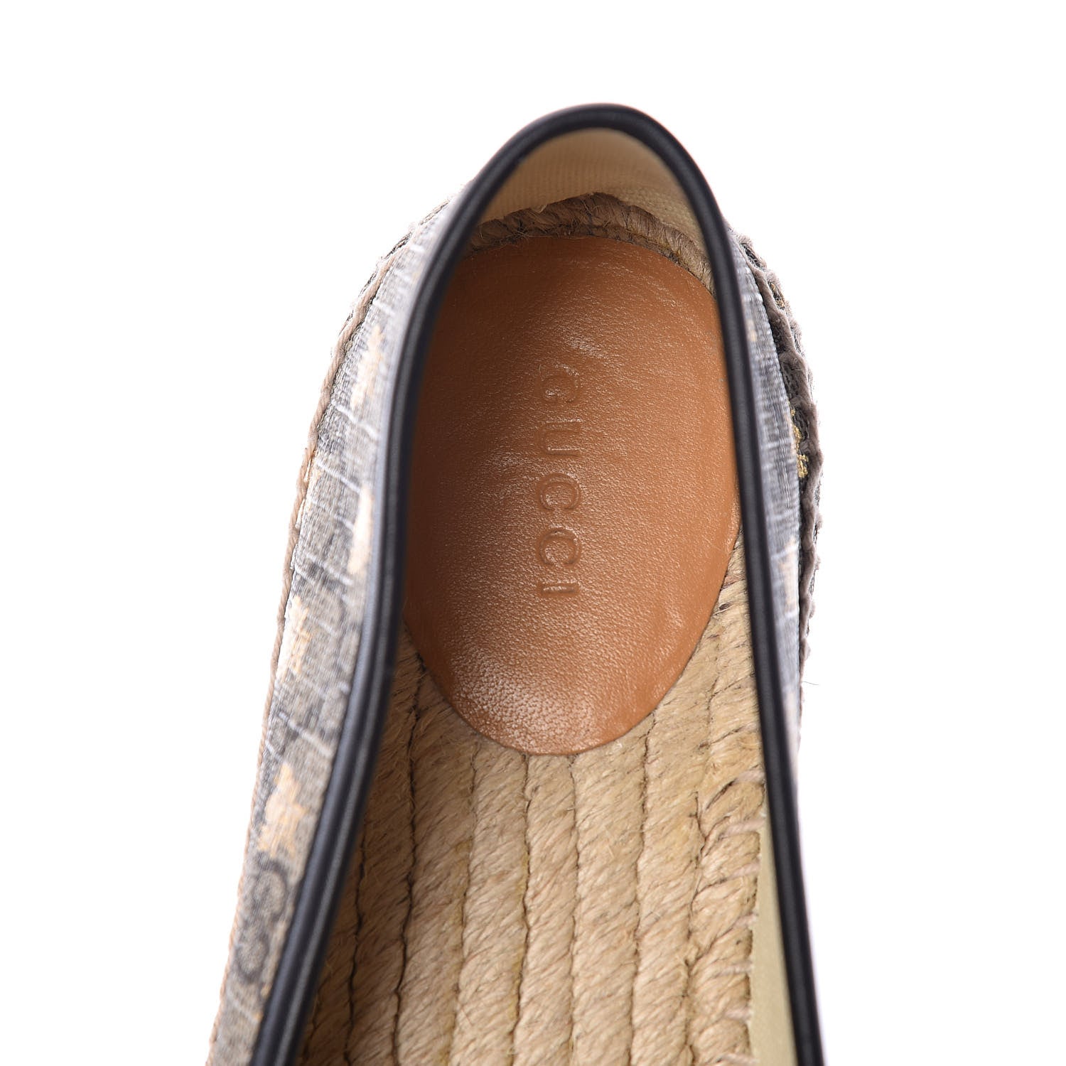 Gucci GG Supreme Monogram Bees Espadrille Flats 37.5 Beige Ebony Oro Black 8 of 13