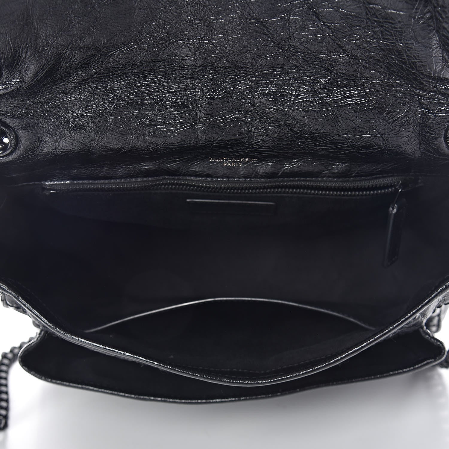 Saint Laurent Crinkled Calfskin Matelasse Monogram Medium Niki Chain Satchel Black 5 of 10