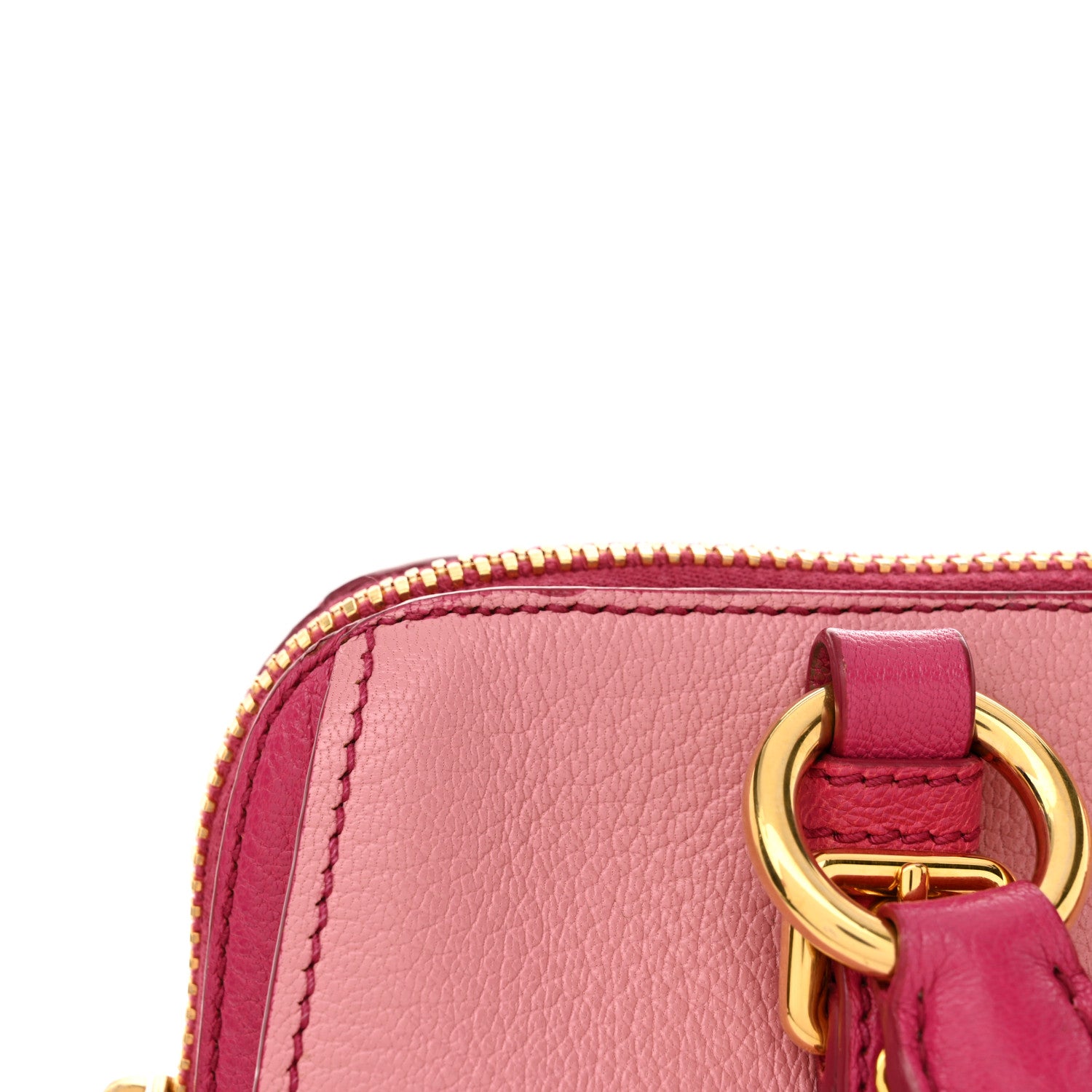 Miu Miu Goatskin Madras Bi-Color Bowling Bag Rosa Peonia 11 of 13