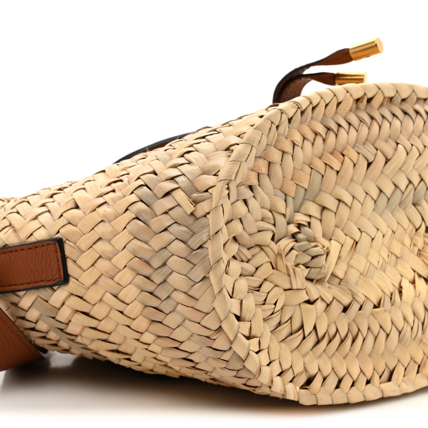 Raffia Calfskin Marcie Basket Tan