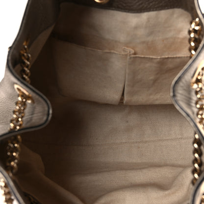Gucci Metallic Pebbled Calfskin Medium Soho Chain Shoulder Bag Golden Beige 5 of 10