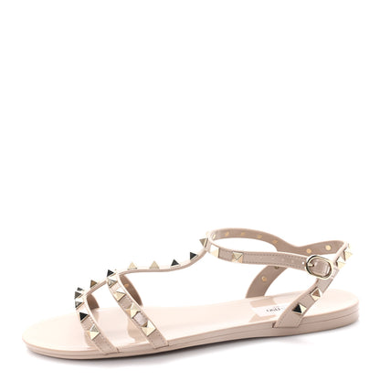 Valentino Garavani PVC Jelly Rockstud Caged Sandals 40 Poudre 1 of 9