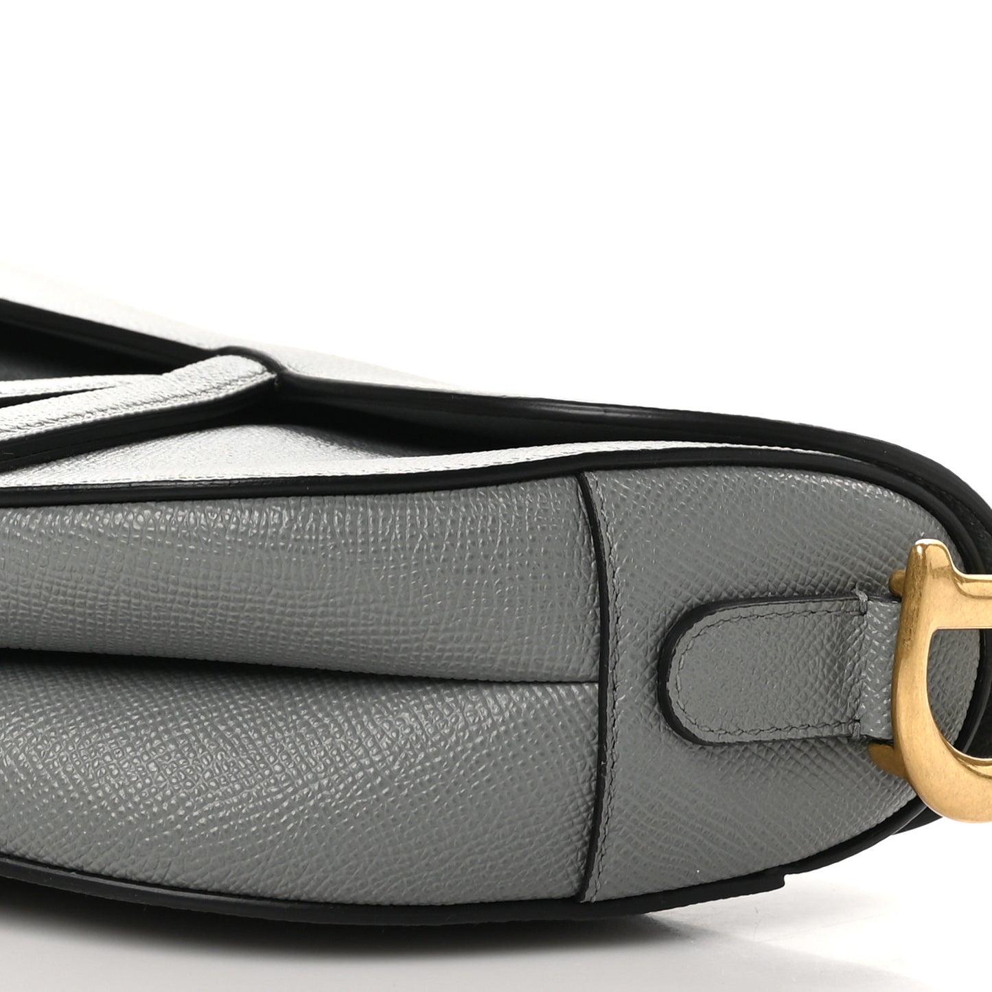 Grained Calfskin Saddle Bag Grey Stone