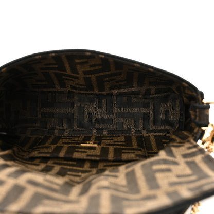Fendi Fabric Jacquard FF 1974 Mini Baguette Tobacco Moro Black 5 of 10