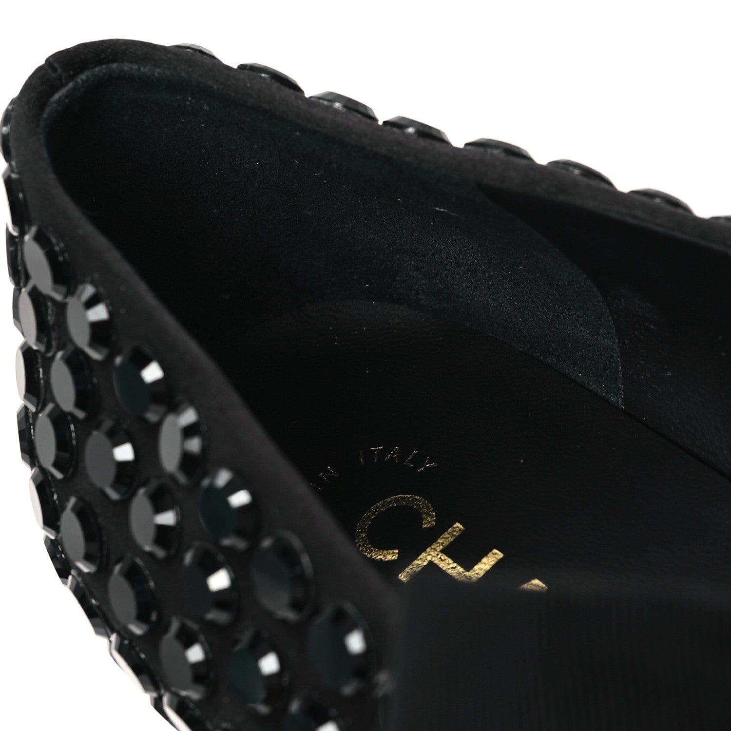 Chanel Satin Strass Bow Mary Jane Flats 37 Black 1650626