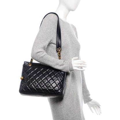 Chanel Lambskin Quilted Shoulder Bag Navy Blue 2 of 8