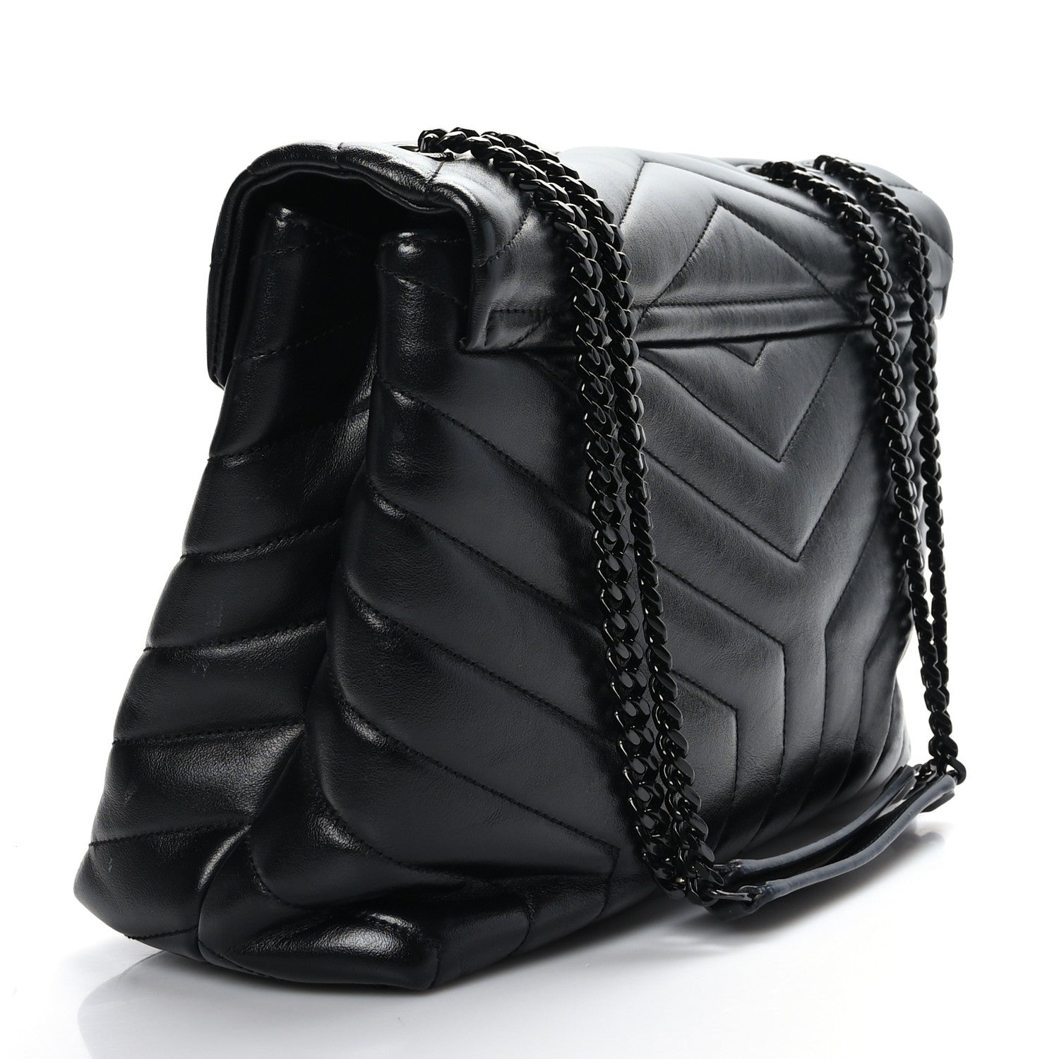 Saint Laurent Calfskin Y Quilted Monogram Medium Loulou Chain Satchel Black 2 of 7