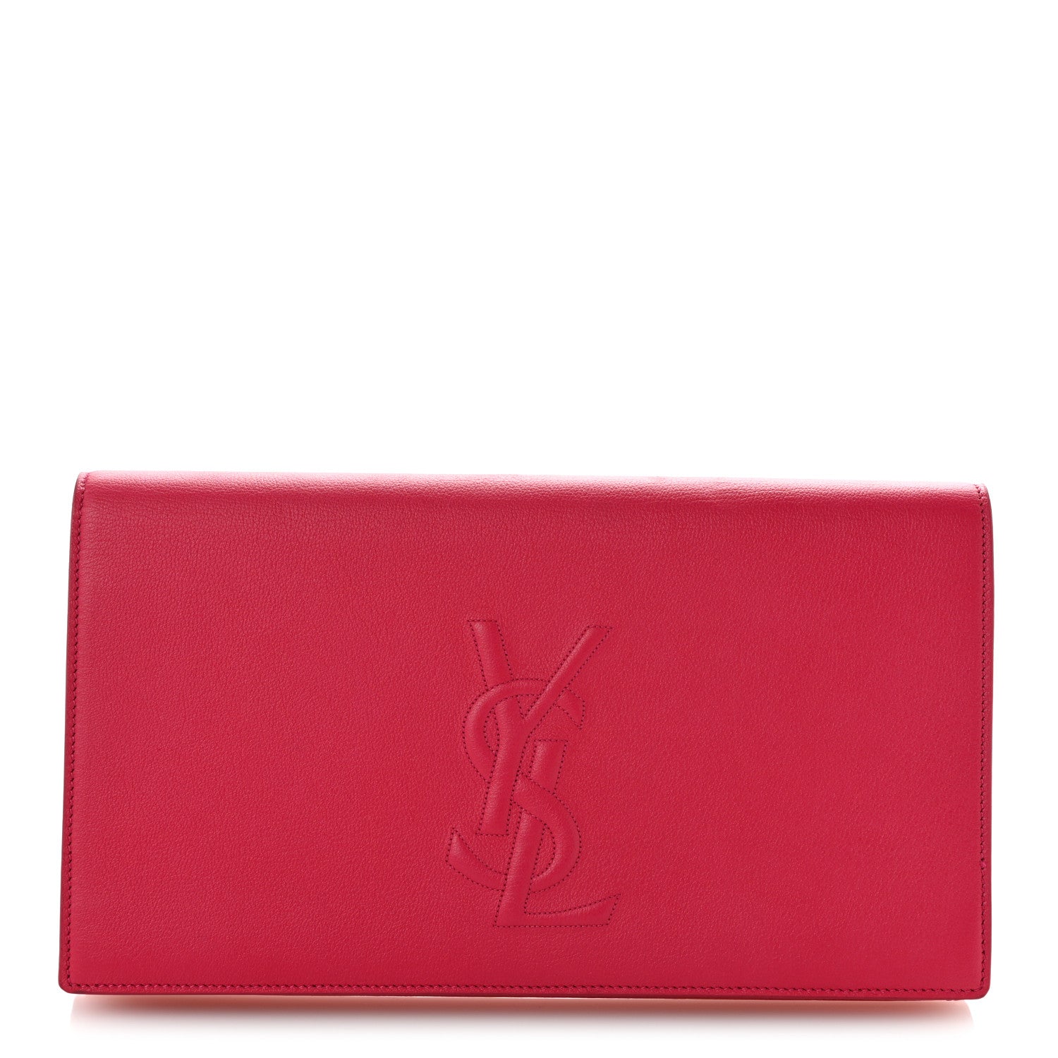 Saint Laurent Calfskin Monogram Large Belle De Jour Clutch Lipstick Fuchsia 1 of 12