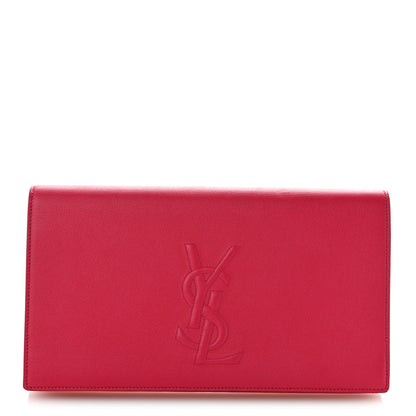 Saint Laurent Calfskin Monogram Large Belle De Jour Clutch Lipstick Fuchsia 1 of 12