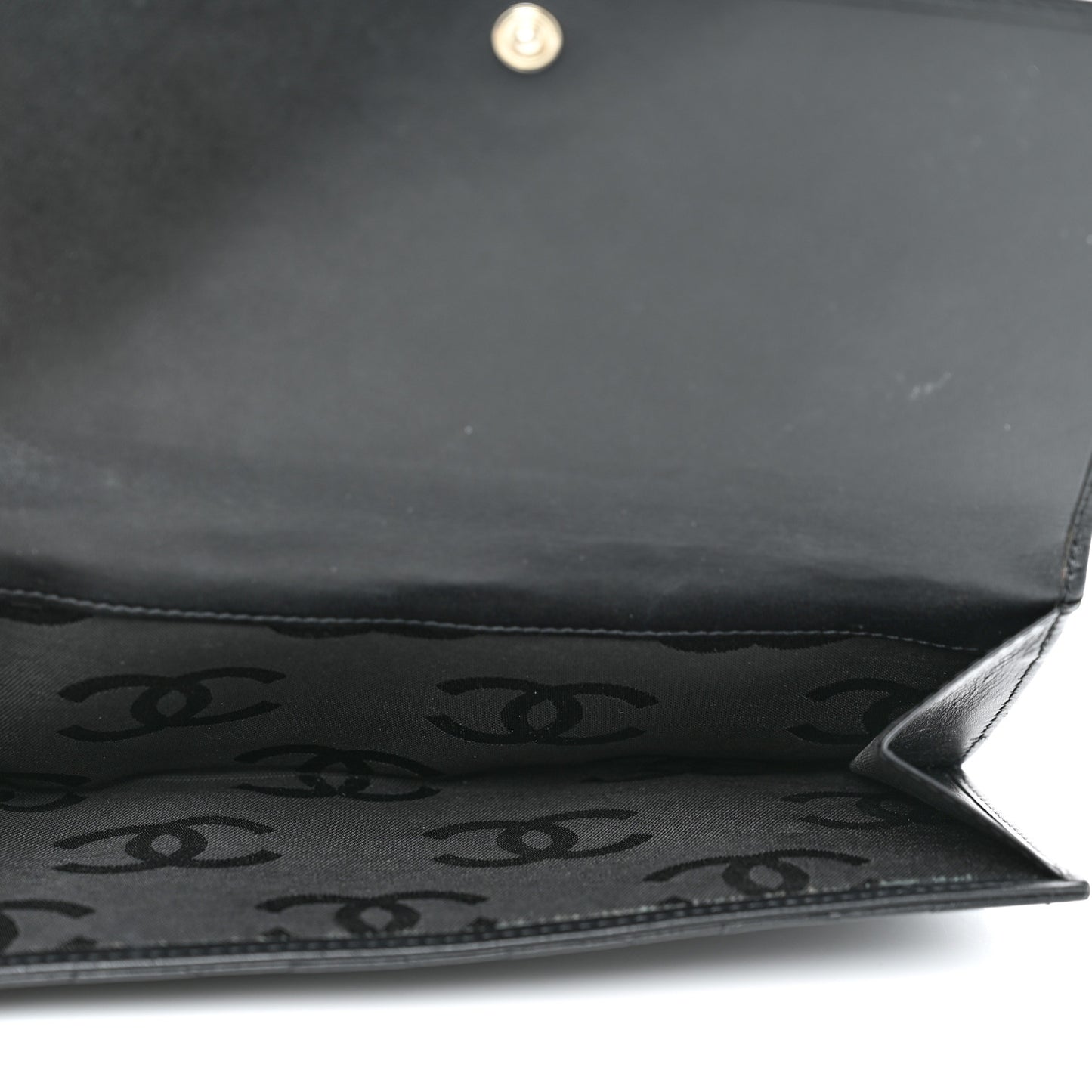 Calfskin Quilted Cambon Long Double Wallet Black