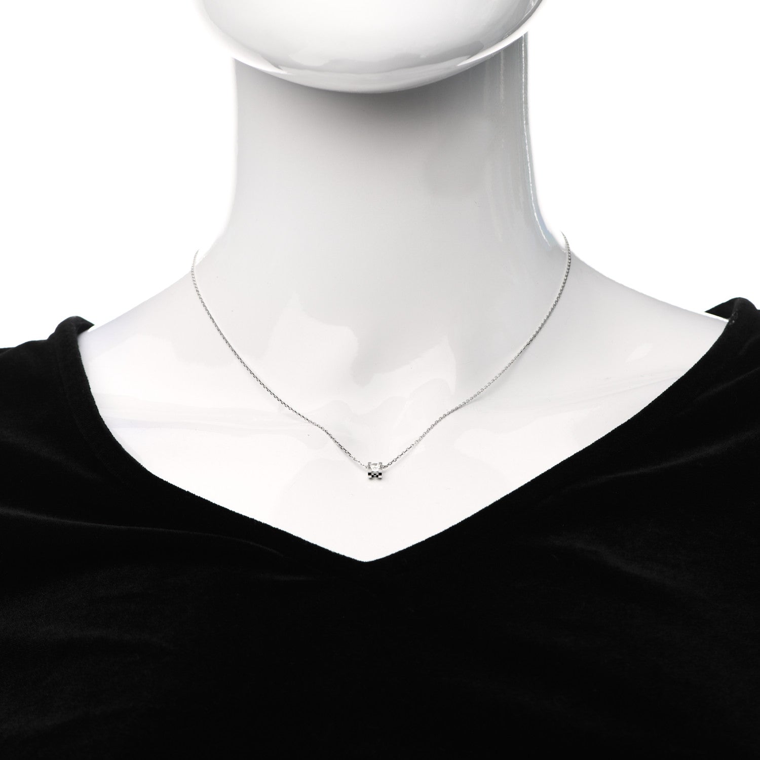 Cartier 18K White Gold Diamond .24ct C De Cartier Pendant Necklace 2 of 5