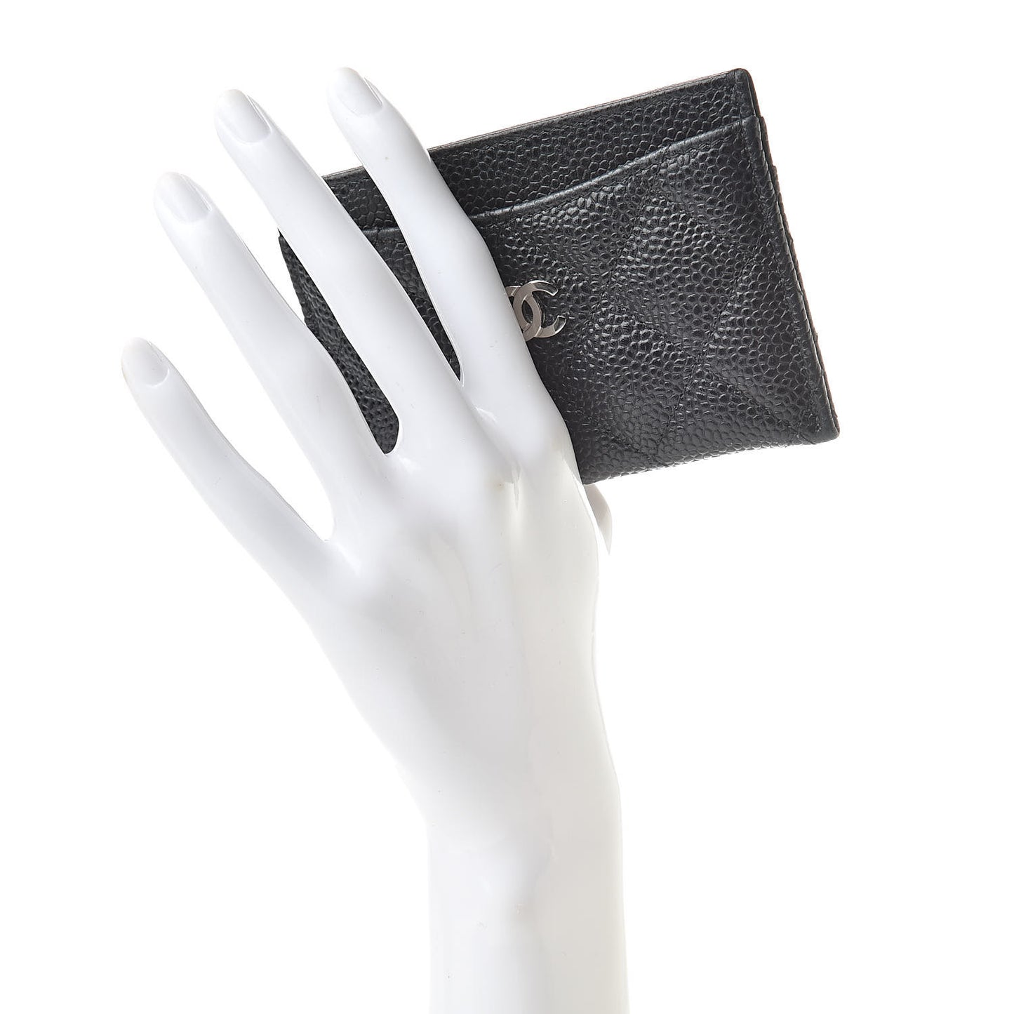 Caviar Quilted Card Holder Black