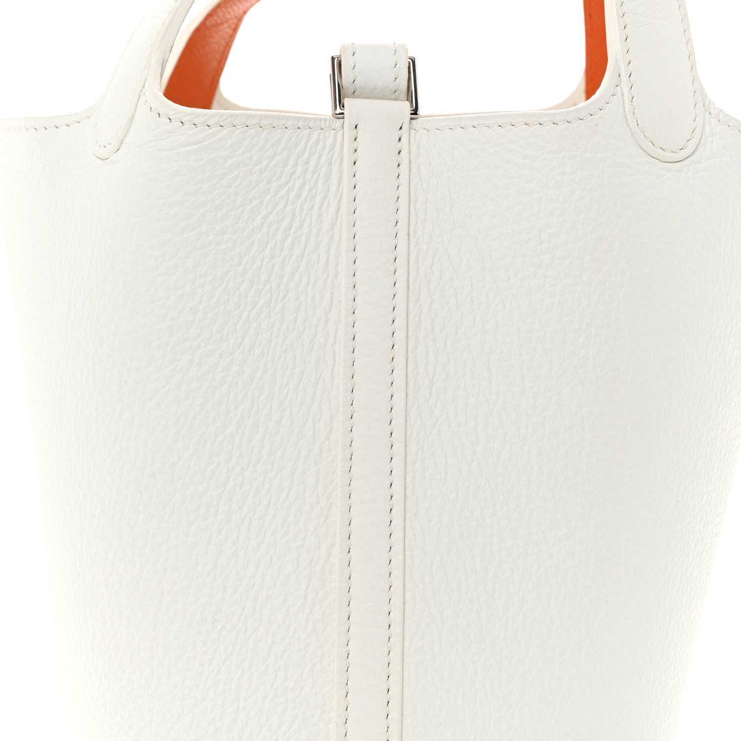 Hermes Taurillon Clemence Epsom Picotin 18 PM White Orange 8 of 11