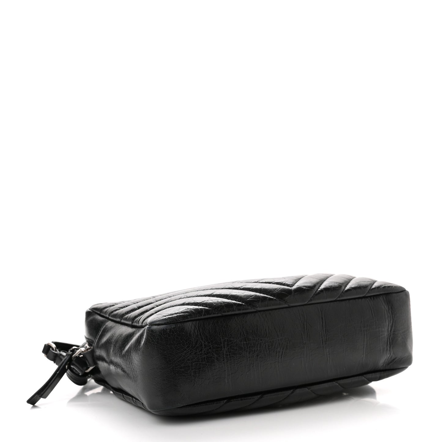 Cracked Shiny Calfskin Matelasse Monogram Lou Camera Bag Black