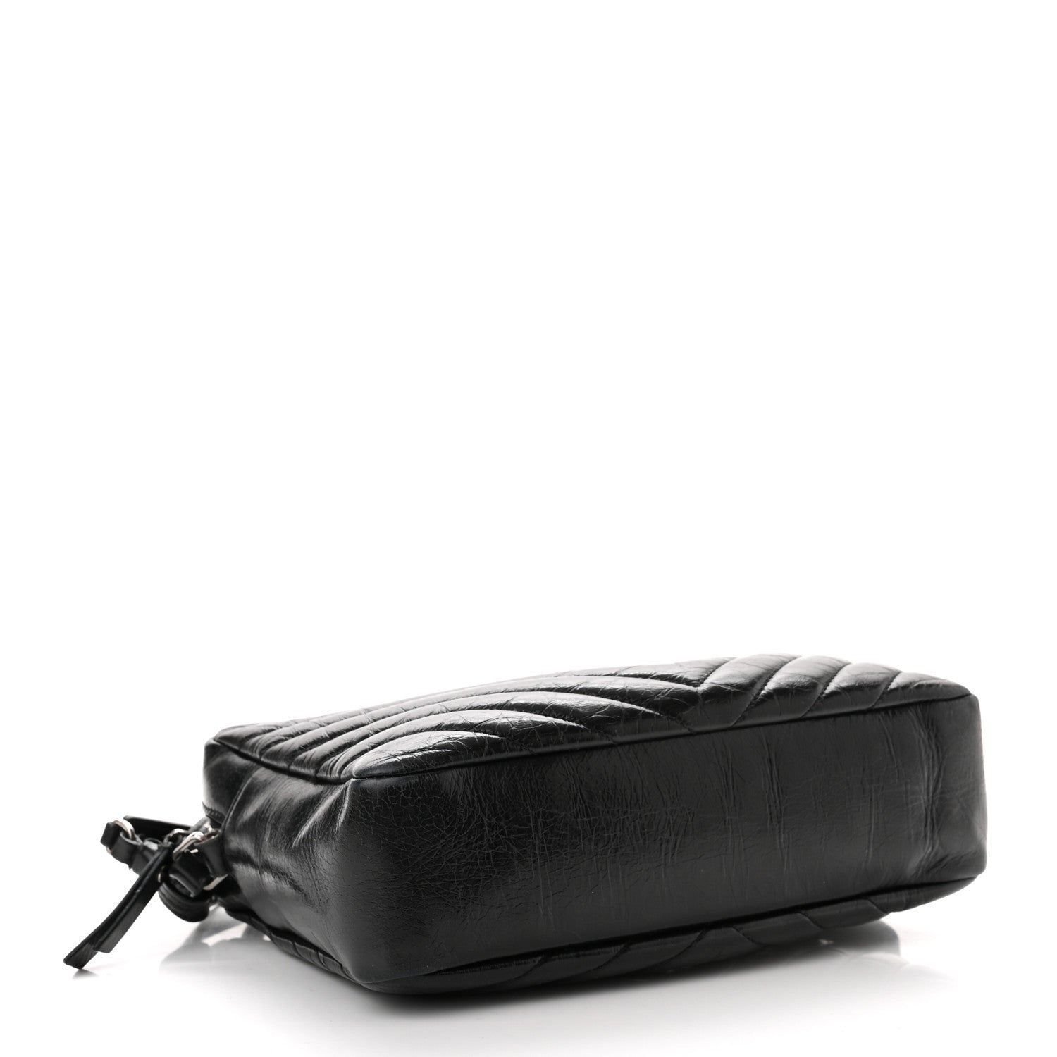 Saint Laurent Cracked Shiny Calfskin Matelasse Monogram Lou Camera Bag Black 4 of 12