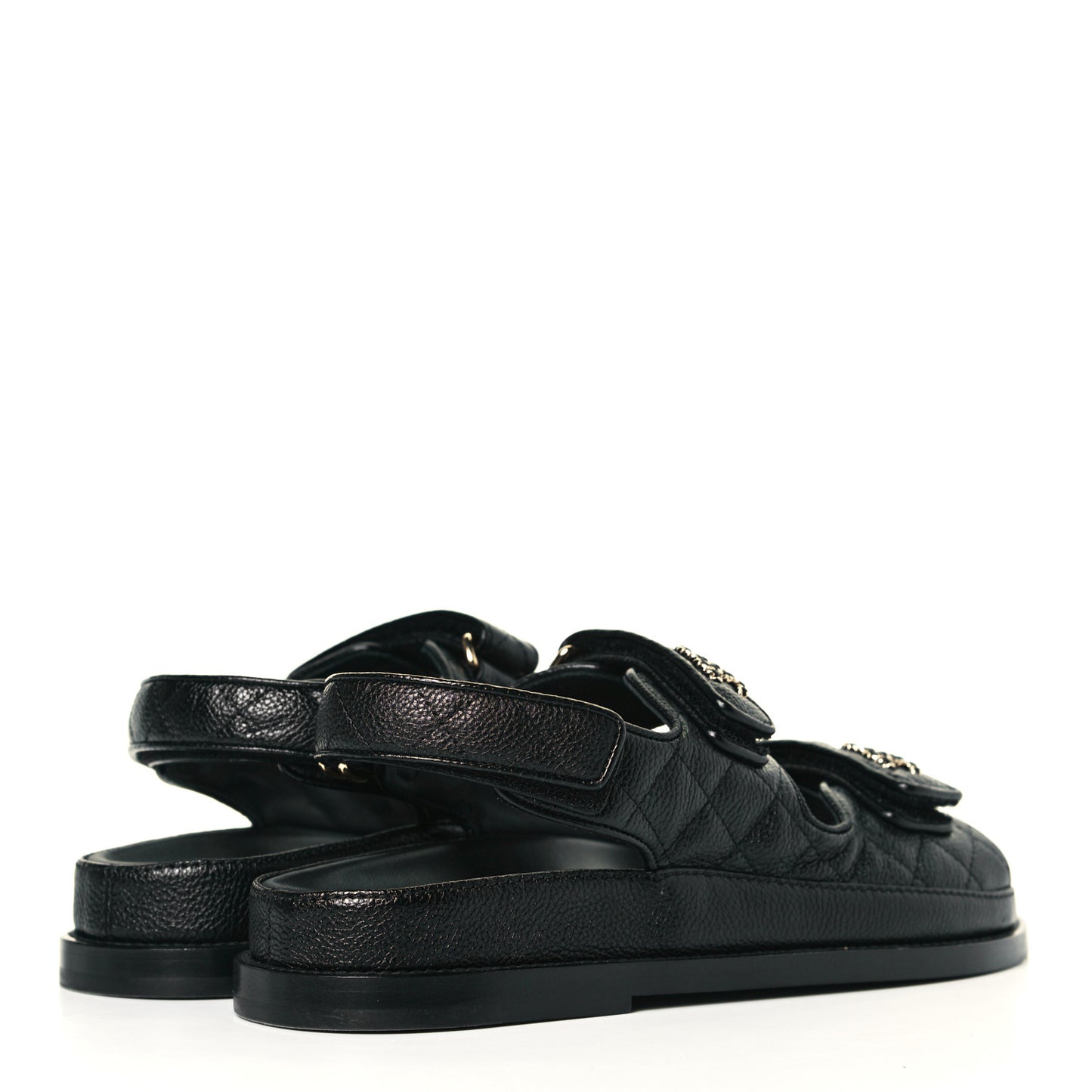 Grained Calfskin Velcro Dad Sandals 36.5 Black