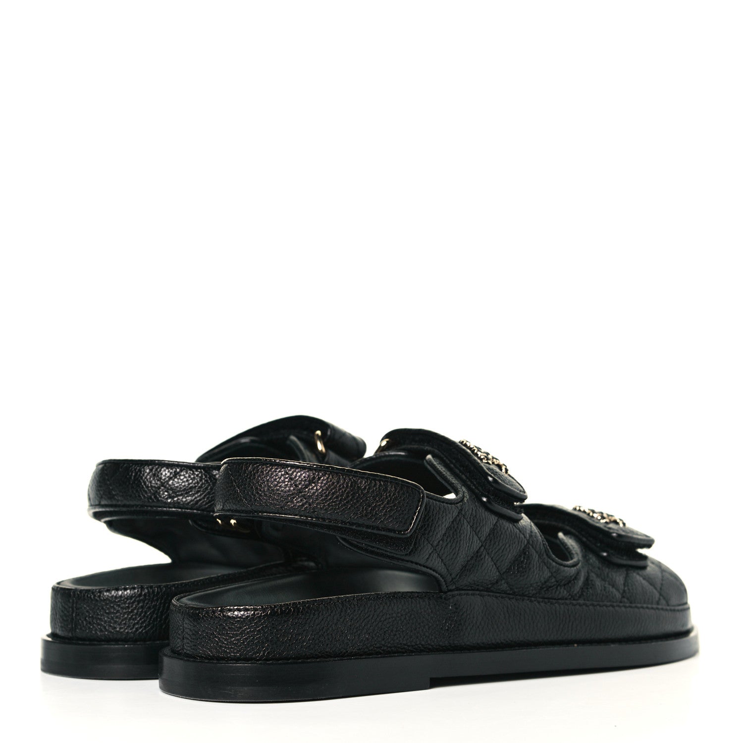 Chanel Grained Calfskin Velcro Dad Sandals 36.5 Black 5 of 9