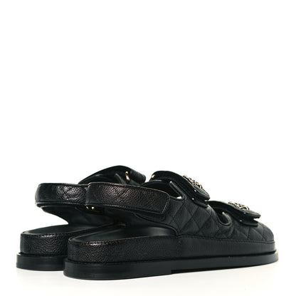 Chanel Grained Calfskin Velcro Dad Sandals 36.5 Black 5 of 9