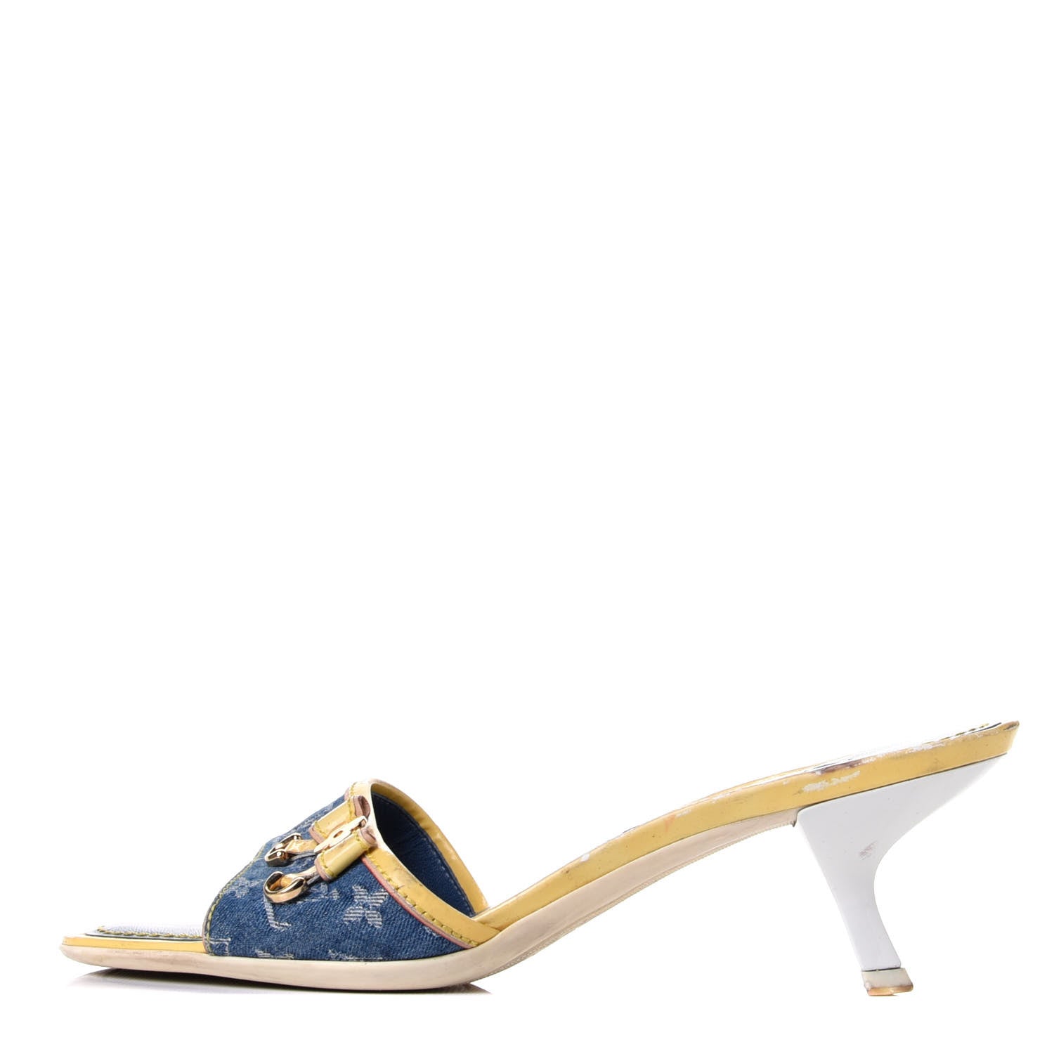 Louis Vuitton Denim Monogram Mules Peep Toe Heels 36.5 1 of 10