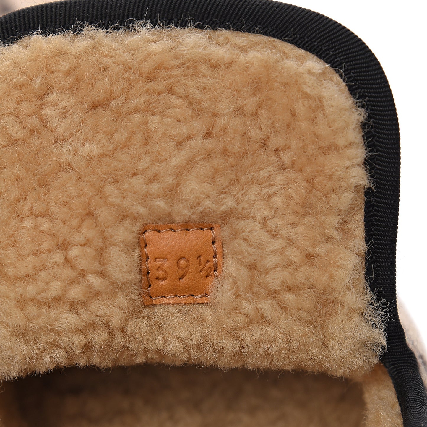 Covered Wool GG Monogram Womens Fria Horsebit Loafers 39.5 Beige Ebony Black Butterscotch