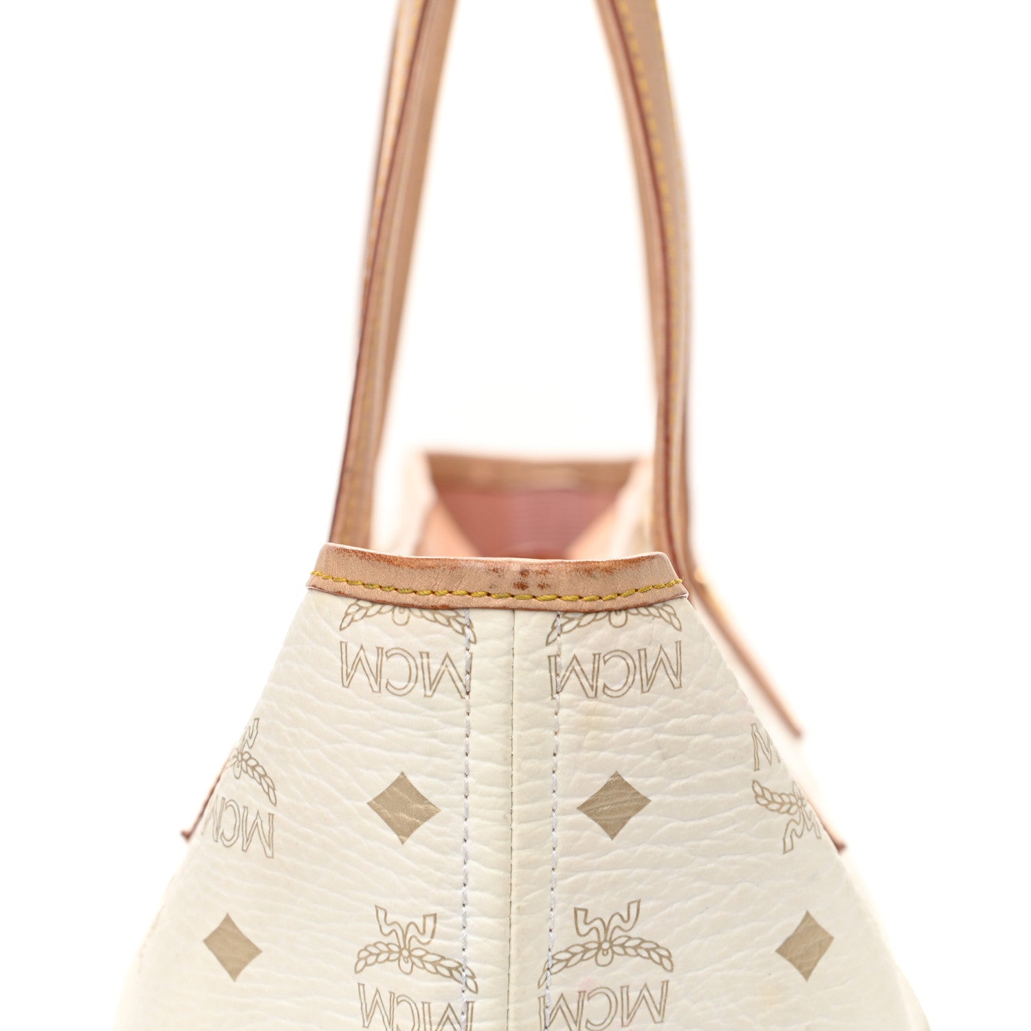 MCM Visetos Striped Shopper Tote White 16 of 18