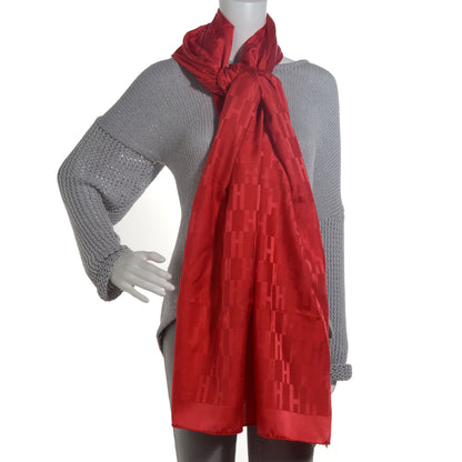 Hermes Silk Wool Faconnee Grand H Scarf Rouge Vif 2 of 5
