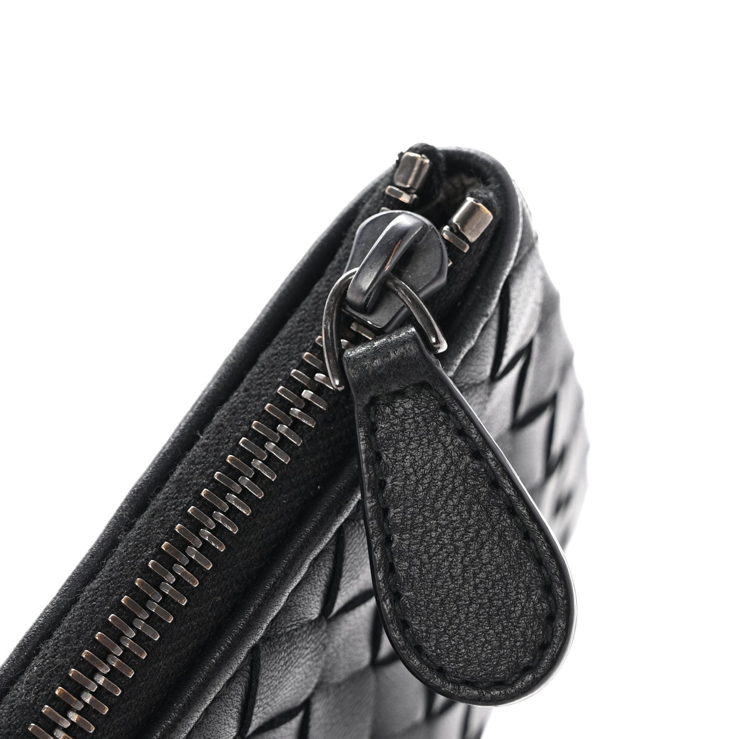 Nappa Intrecciato Flat Zip Pouch Black