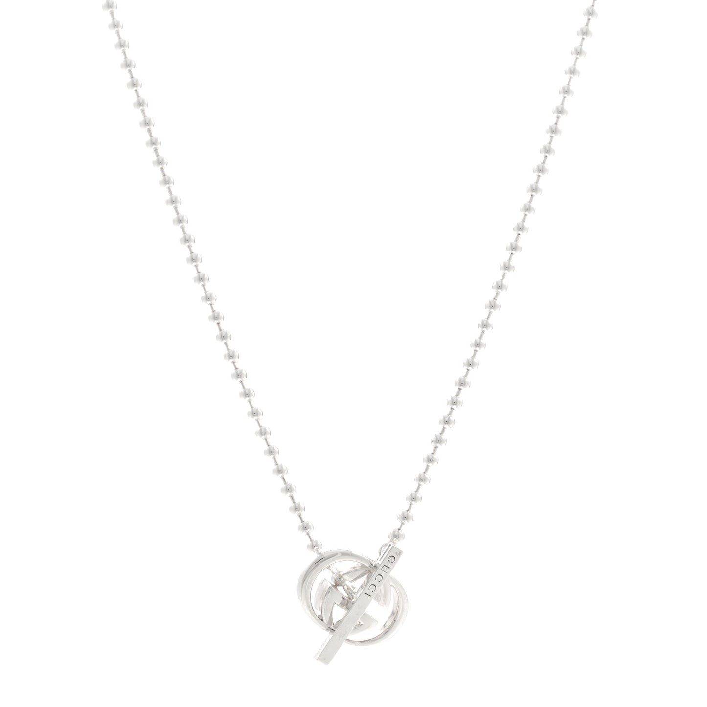 Sterling Silver Interlocking G Brit Toggle Necklace