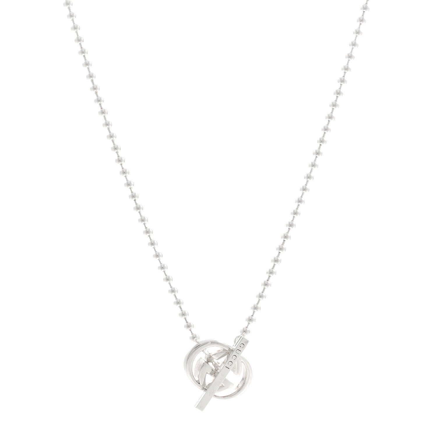 Gucci Sterling Silver Interlocking G Brit Toggle Necklace 1 of 4