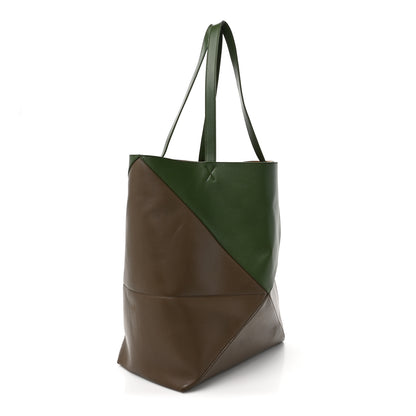 Loewe Shiny Calfskin Large Puzzle Fold Tote Umber Hunter Green 3 of 19