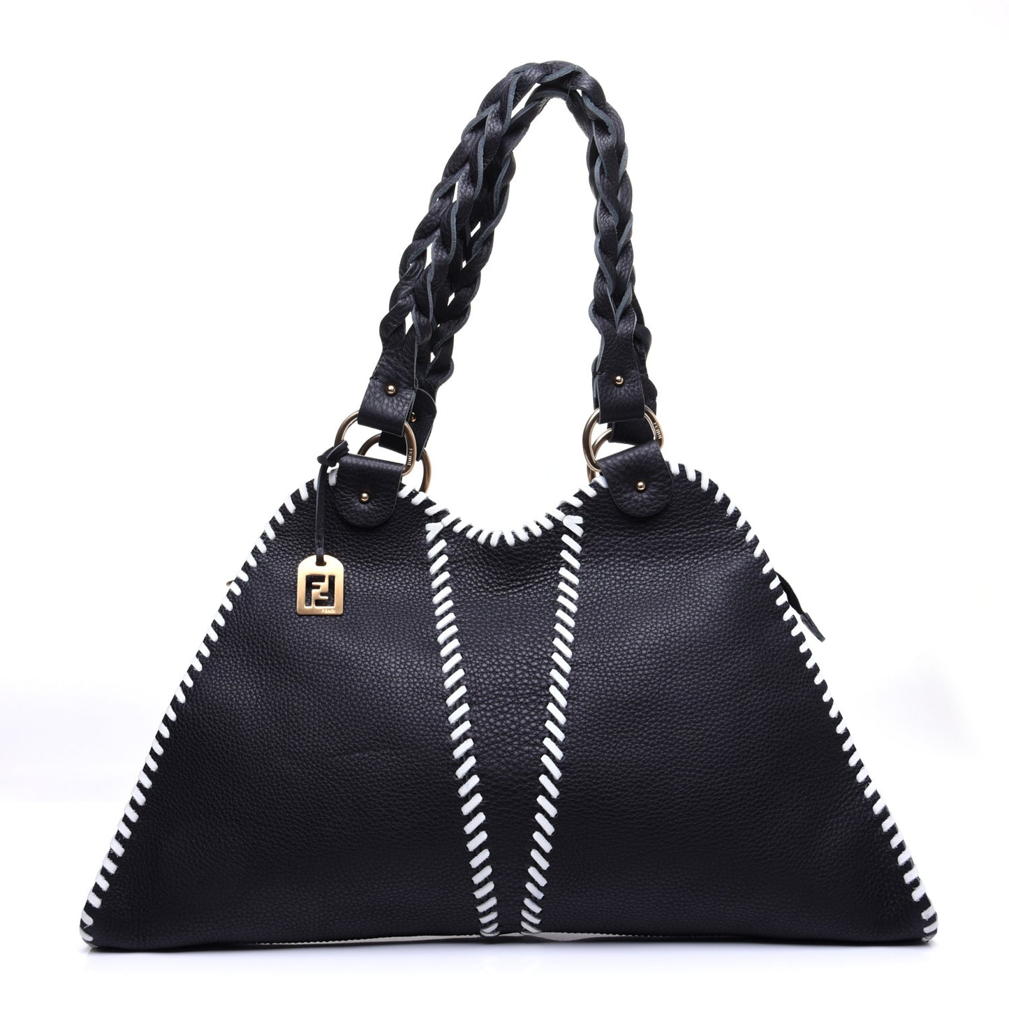 Grained Calfskin Large Devil Trapezio Tote Black