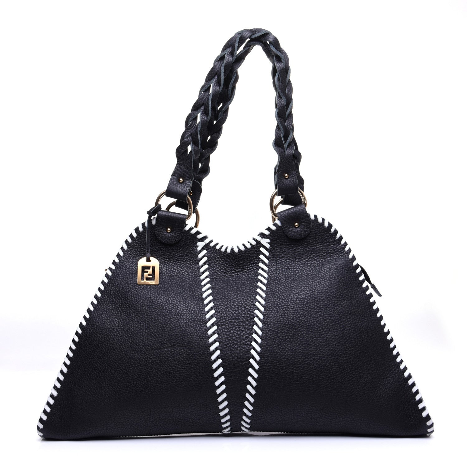 Fendi Grained Calfskin Large Devil Trapezio Tote Black 1 of 11